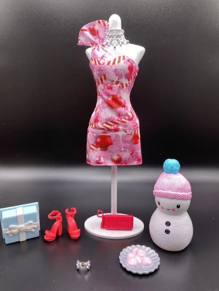 Mattel Barbie Holiday Dress Clothing Lot Snowman Cookies For Santa