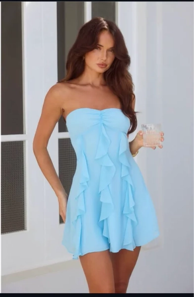 Imagine It Strapless Mini Dress Blue