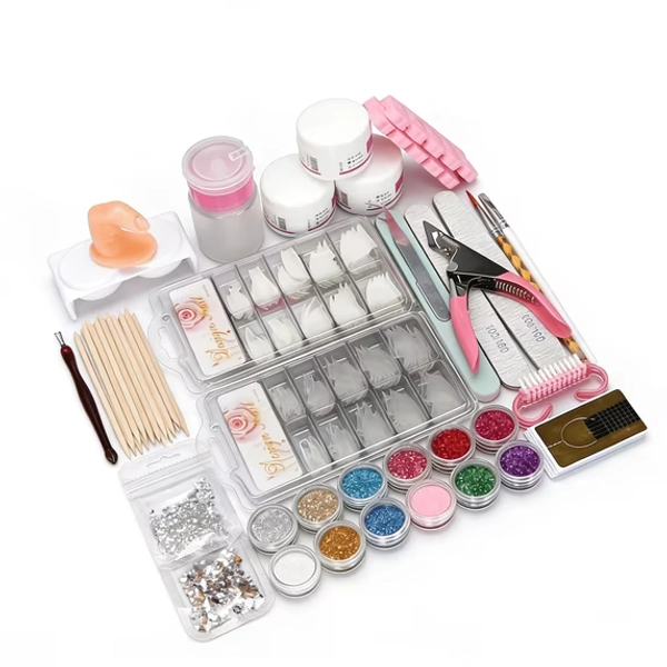 Acrylic Nail Kit, for Beginners with Everything, 12 Glitter Acrylic Powder Kit Nails Art Tips Decoration, DIY Nail Art Tool and Supplies for Beginners