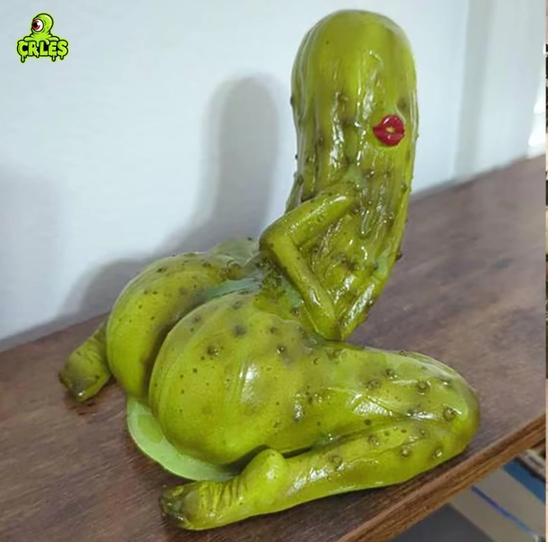 Funny Pickle Figurine, Weird Handmade Resin Art, Quirky Desk Decor, Unique Gag Gift, Miniature Sculpture, White Elephant Gift Idea
