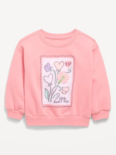 Crew-Neck Graphic Sweatshirt for Toddler Girls