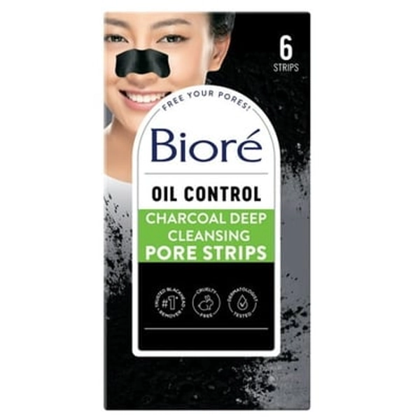KAO USA INC. Bioré Charcoal Blackhead Remover Pore Strips  Deep Cleansing Nose Strips  6 Ct