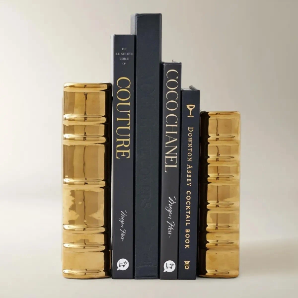 Ceramic Bookends - Gold