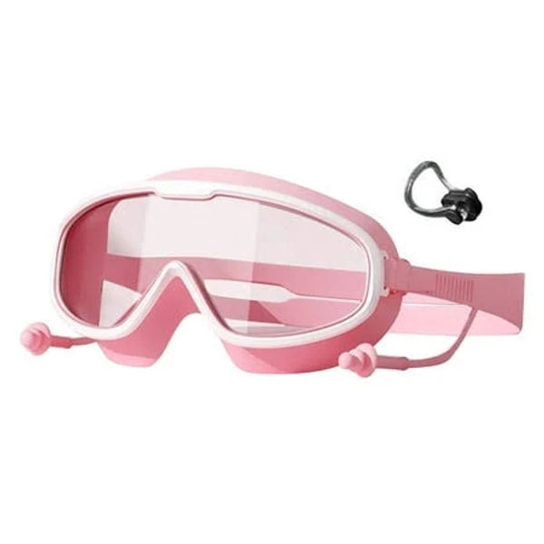 Darzheoy Kids Swim Goggles, Swimming Goggles No Leaking Anti-Fog Kids Goggles with Ear Nose Plug, Pink