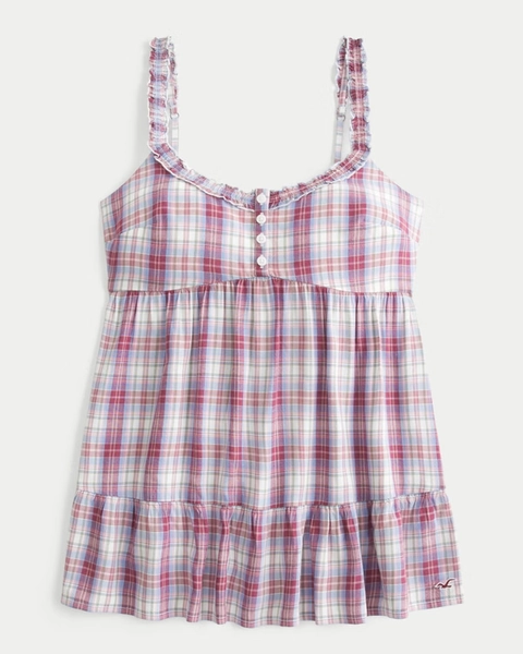 Ruffle Trim Tunic Babydoll Top