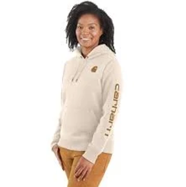Women's Relaxed Fit Midweight Logo Sleeve Graphic Hoodie
