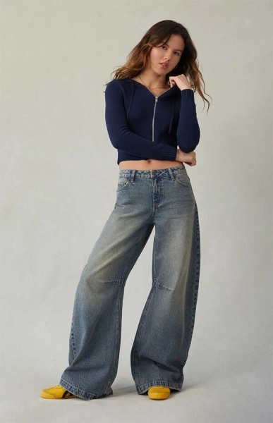 Remi Baggy Barrel Jeans Knee Dart Dark Indigo