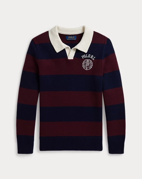 Rugby-Stripe Cotton Sweater