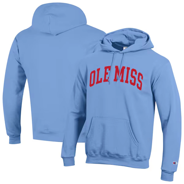 Ole Miss Rebels Champion Basic Arch Fleece Pullover Hoodie - Powder Blue