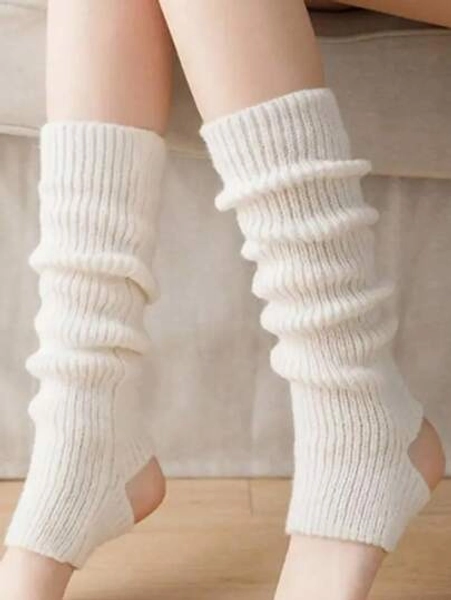 2/1pc Women Winter Leg Warmers, Girls Fitness Leg Sleeves, Loose Knit Long Socks In Wool Blend, Y2K Style Ballet/Dance Tall Stockings