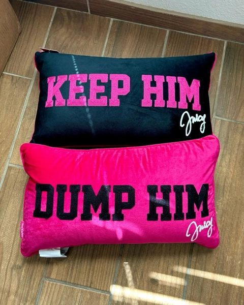 Y2k everything 🩷 on Instagram: "Dump Him/Keep Him Juicy Couture pillows 🩷✨🖤✨🩷✨🖤 #y2k #y2kaesthetic #y2kfashion #2000s #nostalgia #y2kangel #juicy #juicycou… in 2025 | Girly room, Room makeover inspiration, 2000s room