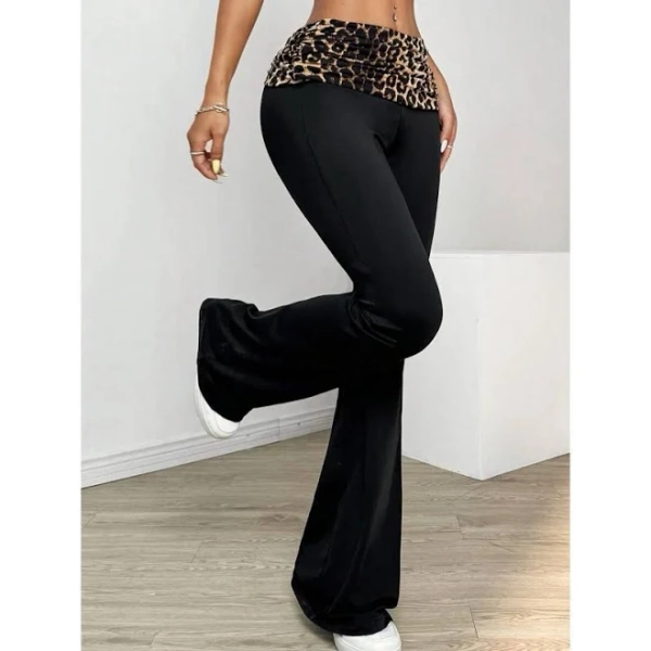 Patchwork Leopard Print Trousers