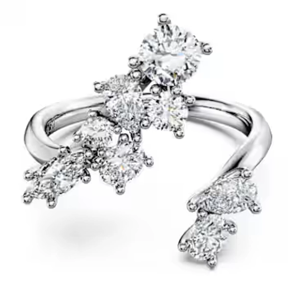 Bague bypass Galaxy, Diamants créés en laboratoire 1,25 ct tw, Formes variées, Or blanc 14 carats