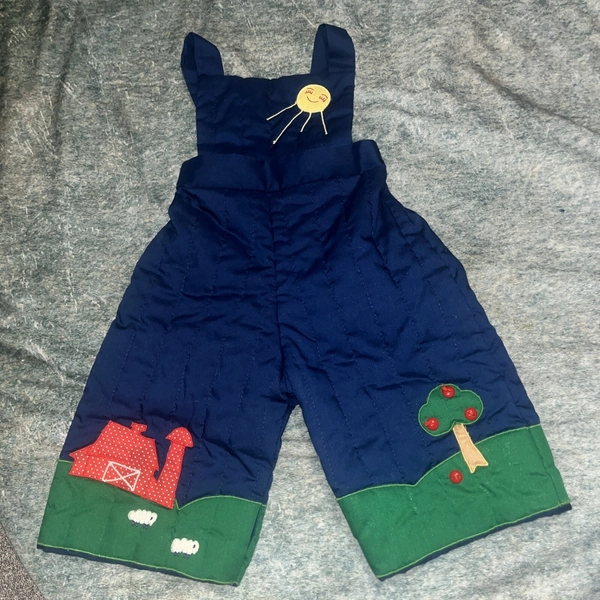 Vintage 1980s Infant 3 Months Overalls Baby Quilted Farm Unisex Country Retro