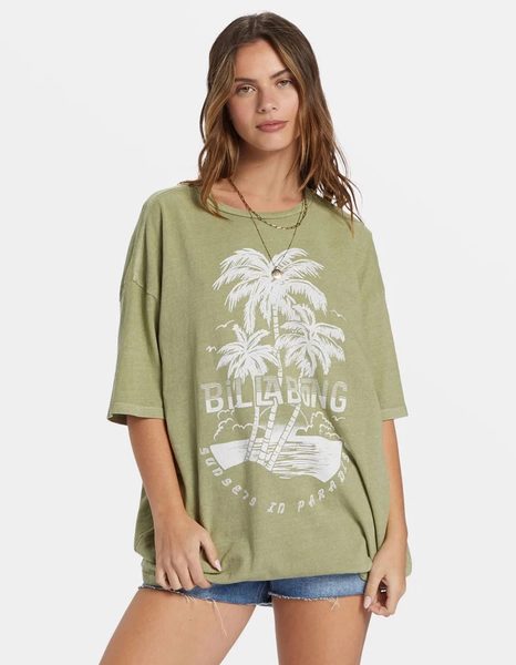 BILLABONG Tiki Tropics Womens Oversized Tee - AVOCADO