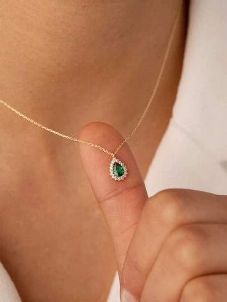 A4445 1 pezzo zirconia cubica a goccia d'acqua Collana pendente in rame Gioielli