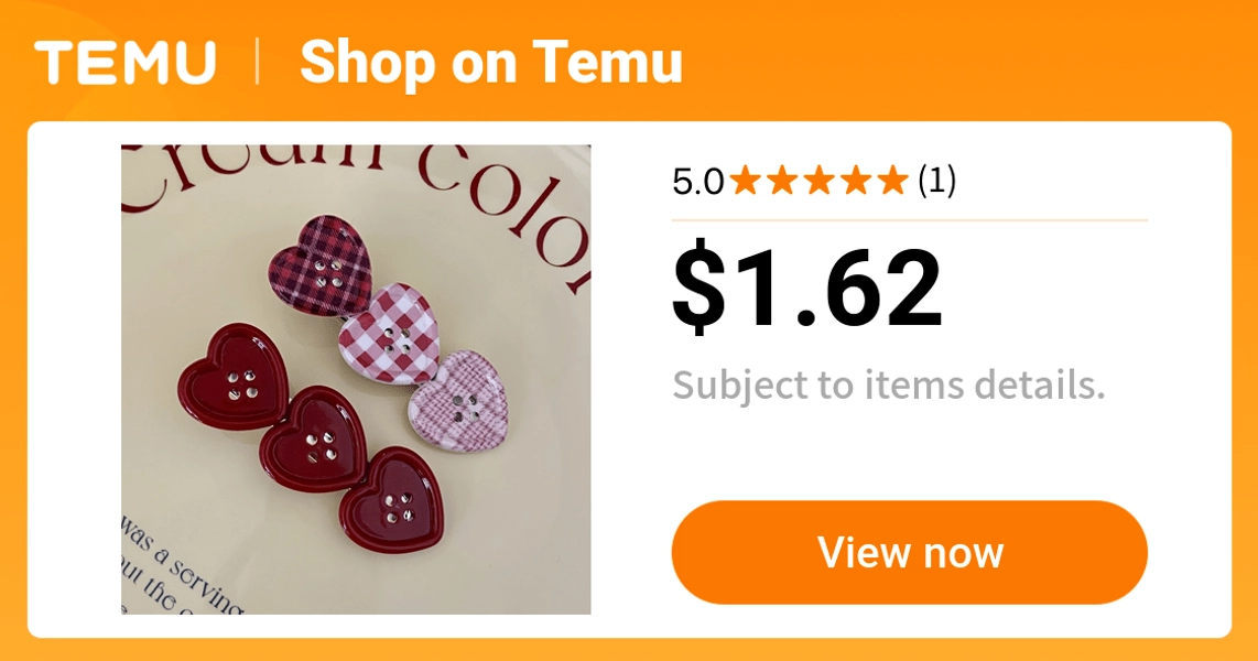 2pcs british style heart shaped button hair clips multicolor - Temu