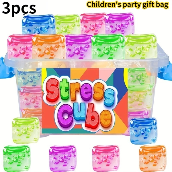 3pcs Colorful Cube of Ice Shaped Stress Relief Squeeze Toys • Sensory Slow Rebound Fun for Parties • Ideal for Christmas, Halloween, Easter, Birthday Gifts • Crack Design • HefengCL Brand