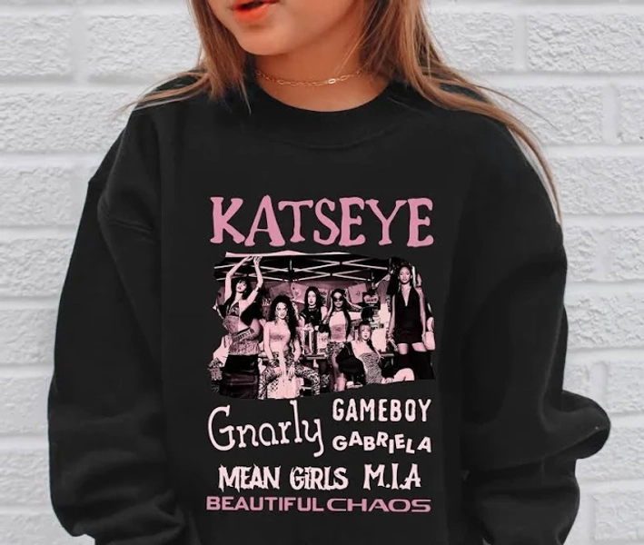 Katseye The Beautiful Chaos Tour Kids Crewneck T-Shirt