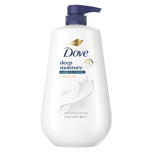 Dove Beauty Deep Moisture Body Wash Nourishes the Driest Skin 24hr Lotion-Soft Skin - 30.6 fl oz