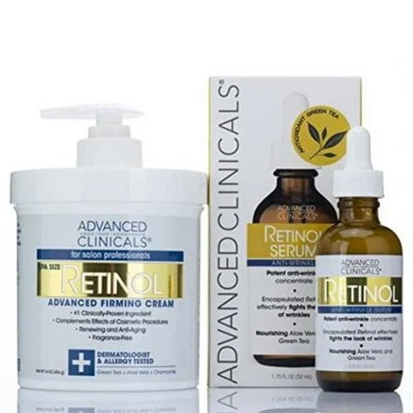 Advanced Clinicals Retinol Skin Care Set Value Set of Anti Aging Body Cream and Face Serum
