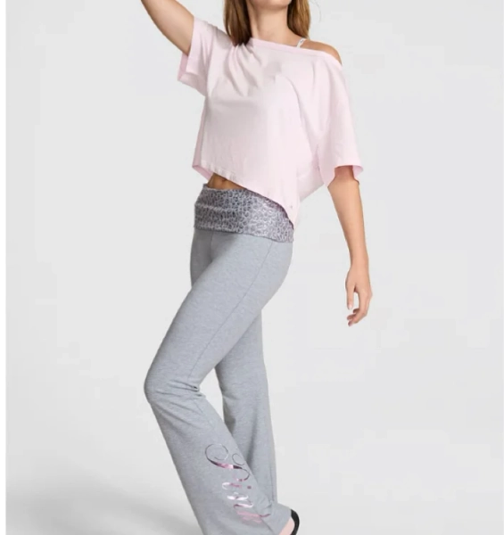 Buy All-Day Cotton Foldover Flare Leggings, Camo - Order Bottoms online - PINK US