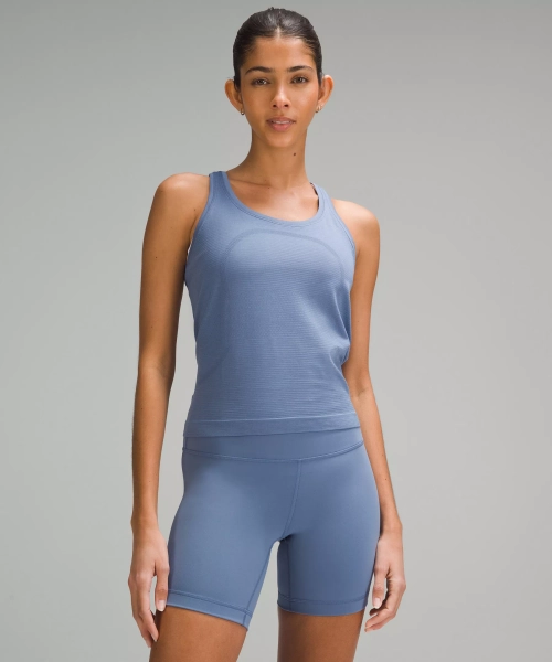 Swiftly Tech Racerback Tank Top 2.0 *Waist Length - Oasis Blue/Oasis Blue - 4