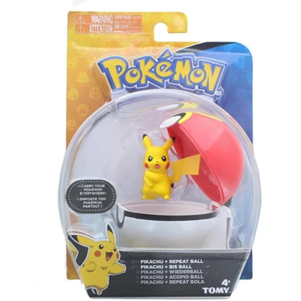 Tomy Pokemon Clip and Carry Poke Ball | 2 Inch Pikachu and Repeater Ball