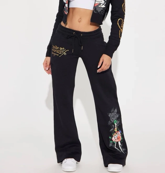 Fashion Nova Women's Ed Hardy Swallow Bird Sweatpants