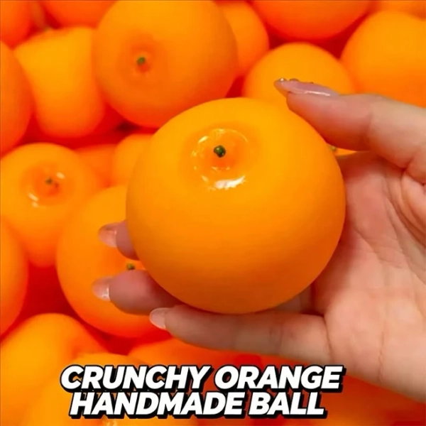Orange Crunchy Moldable Stress Ball Crispy Squishy Squeeze Toy Round Blocks Filled Fidget Toy ASMR
