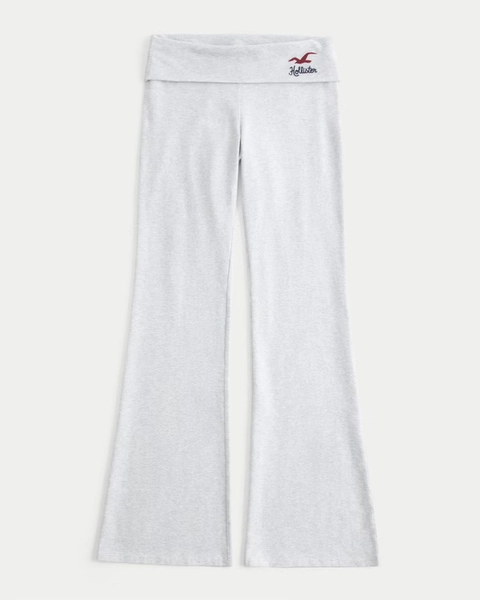Knit Foldover Waist Logo Flare Pants