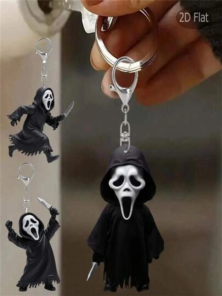 Cartoon 2D Acrylic Backpack Keychain - Cute Scream Accessory, Suitable For Backpacks, Bags, Car Keychains, And Daily Use, Fashionable Commemorative Pendant, The Best Choice For Couples' Gifts, Party Supplies, And A Perfect Holiday Gift For Family And Friends Bag Accessories Lanyards With Id Holder Car Accessories Bag Charms