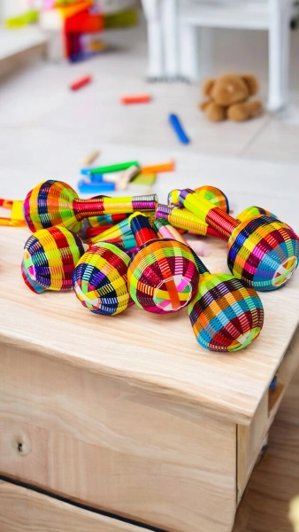 Handwoven Mexican Baby Rattle – Colorful Sonaja Keepsake, Sensory Toy for Baby Showers
