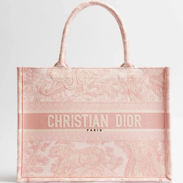 Dior Women's Medium Dior Book Tote with Toile de Jouy Embroidery