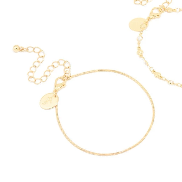 Lovisa Women's Gold Heart & Snake Chain Bracelets