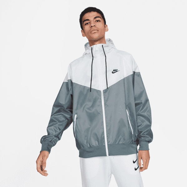 Nike Sportswear Windrunner Men's Hooded Jacket - Smoke Grey/White/Smoke Grey/Black - Size XS