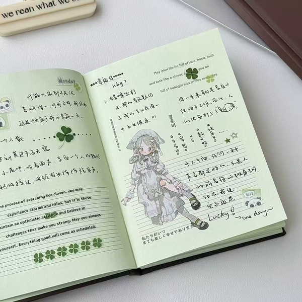 Japanese Mint Chocolate A6 Handbook Green Inner Page Niche High-looking Ins Student Schedule Note Notebook Student Diary Gift - AliExpress 21