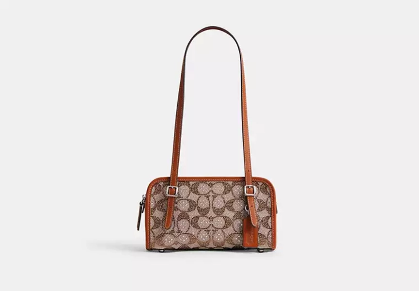 Silver/Burnished Amber Swing Zip Bag 20 In Crystal Signature Jacquard