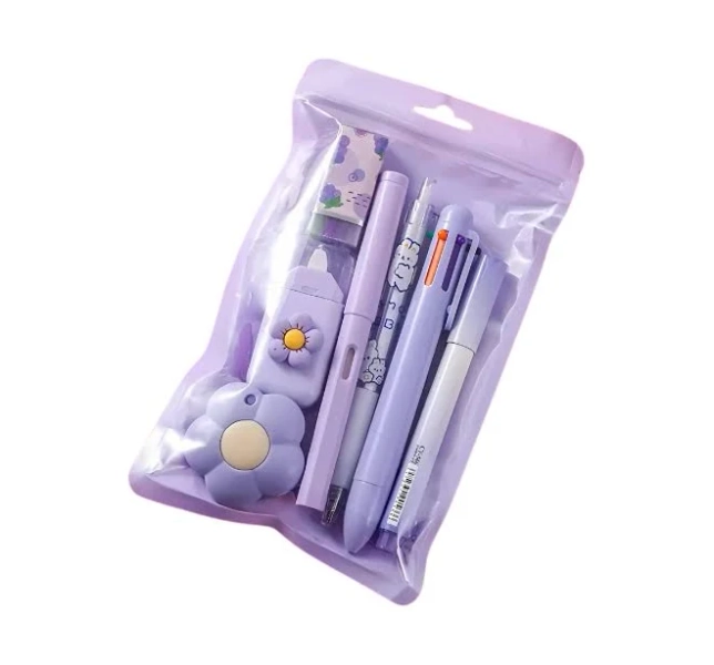 Kiddie Corner PenPal Kits 7-in-1 Stationery Set, Purple, Back to School, Fun School Supplies for Kids, Pencil Case, Creative Gifts