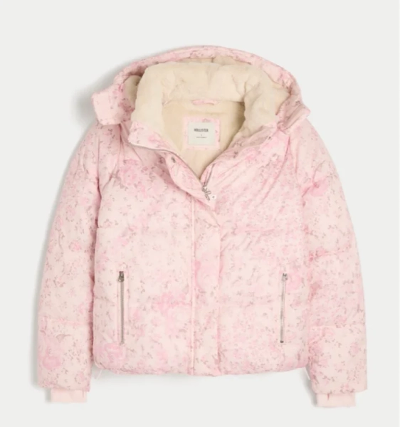 pink floral puffy jacket