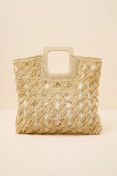 Kenley Beige Raffia Tote Bag