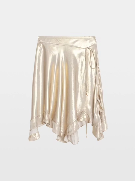 Short Asymmetric Gold Satin Skirt | Zadig&Voltaire