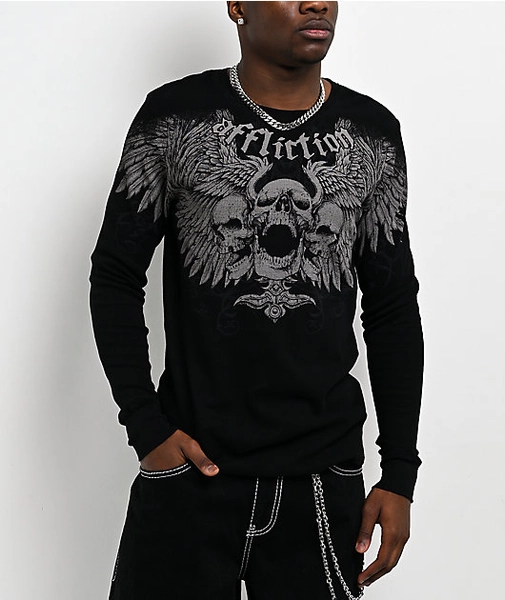 Affliction Desperation Black Thermal Long Sleeve T-Shirt
