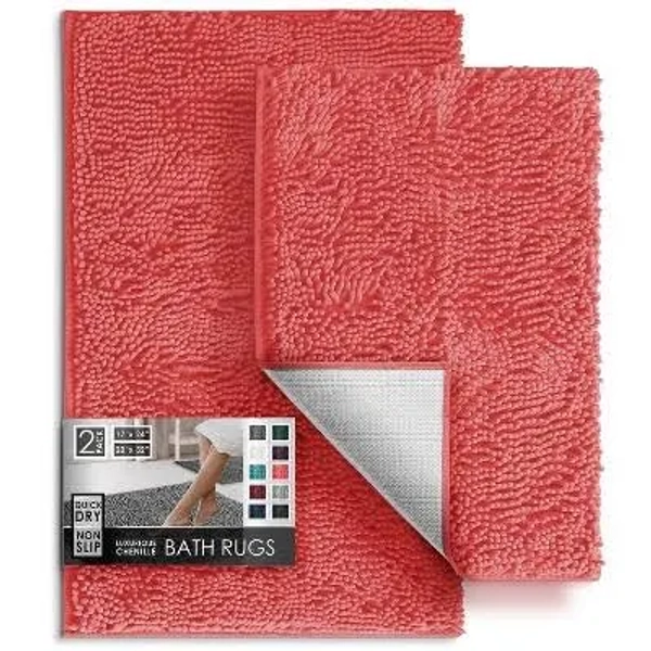 Hearth & Harbor Non-Slip Super Plush Chenille Bathroom Rugs
