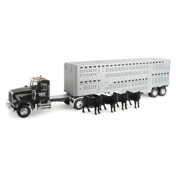 Ertl Big Farm Peterbilt 1:16 Scale Semi Truck with Livestock Trailer and 4 Cows
