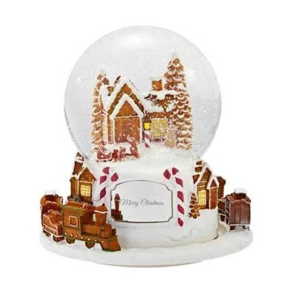 Personalization Mall Large Gingerbread Village Train Snow Globe
