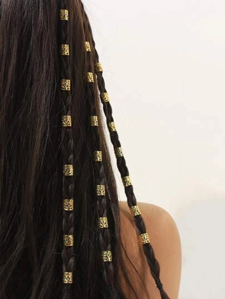 60pcs Gold Dreadlock Beads, Punk Street Hip Hop Festival Women Hair Accessories, Braided Hair Clips, Dreadlock Decorations, Halloween Costume Hair Accessories