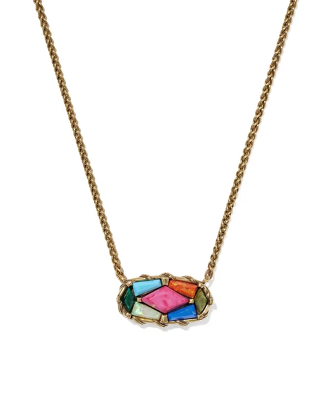 Dolly Parton x Kendra Scott Patchwork Elisa Vintage Gold Short Pendant Necklace