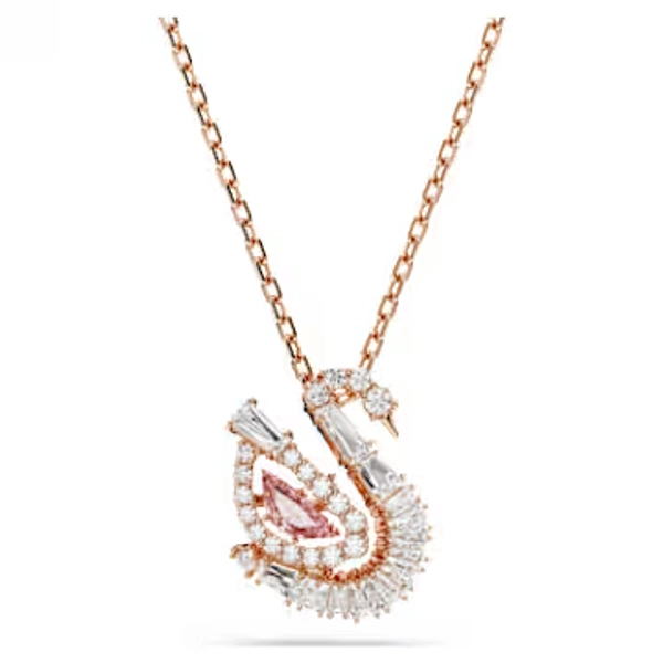 Swan pendant, Mixed cuts, Swan, Pink