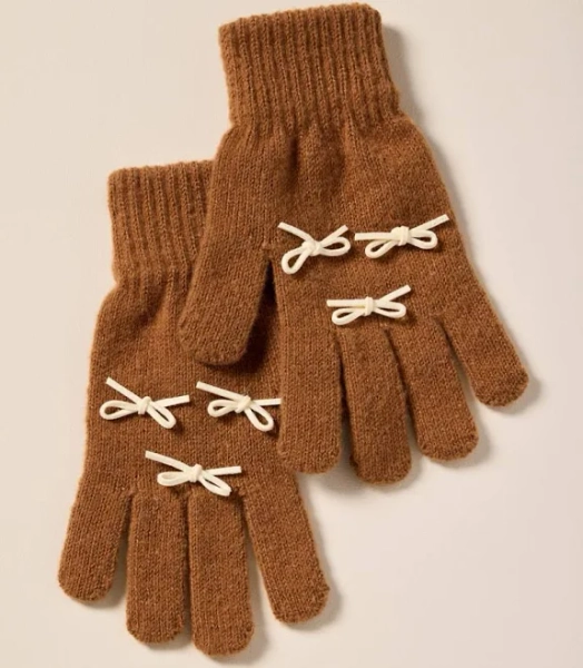 Francesca's Wren Knit Gloves with Bows